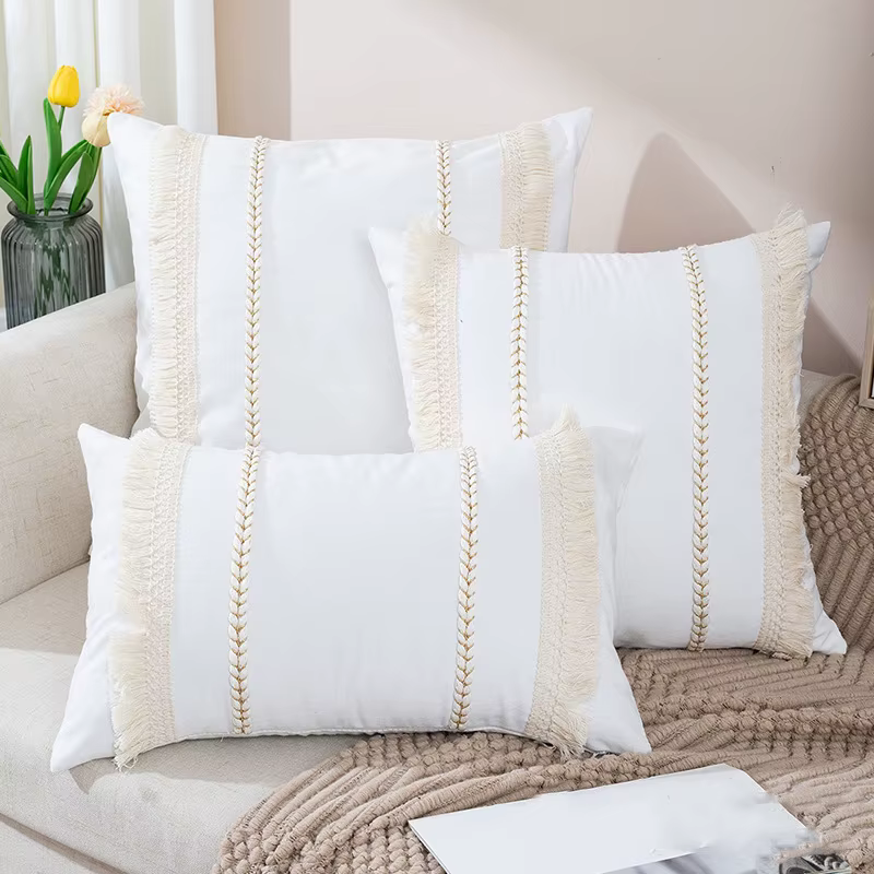 Taie d'oreiller bohème pour salon, canapé, pompon, Macaron, tricoté, décoratif pour la maison, houss