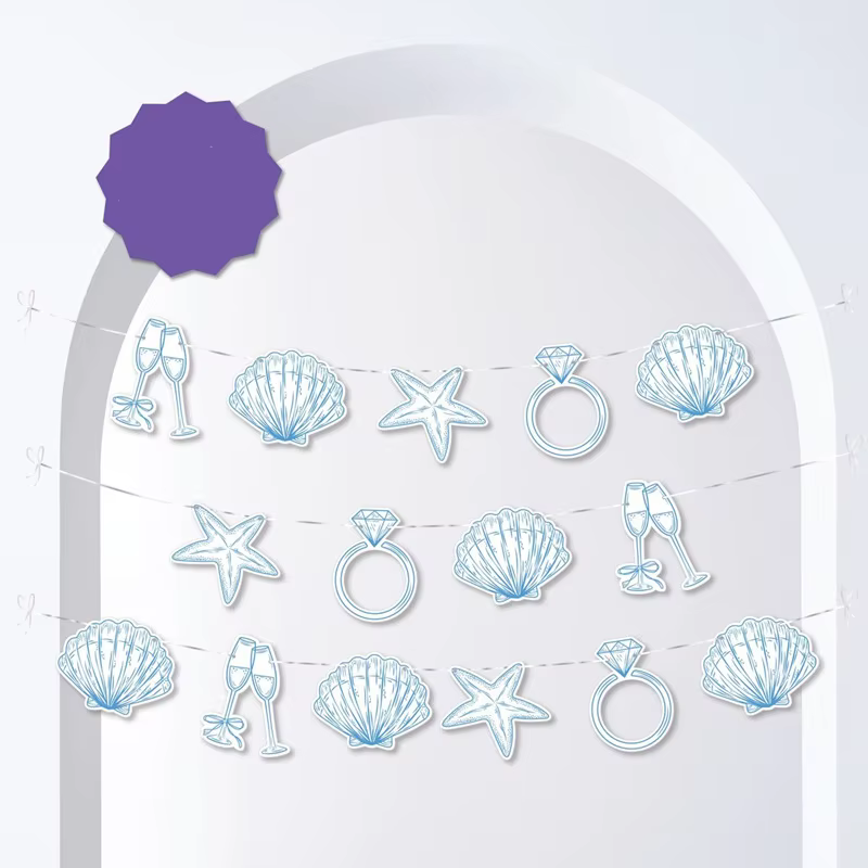 Bannière de fête Blue Coast Latte, drapeau de fête de bachelorette sur le thème de la côte, décorati