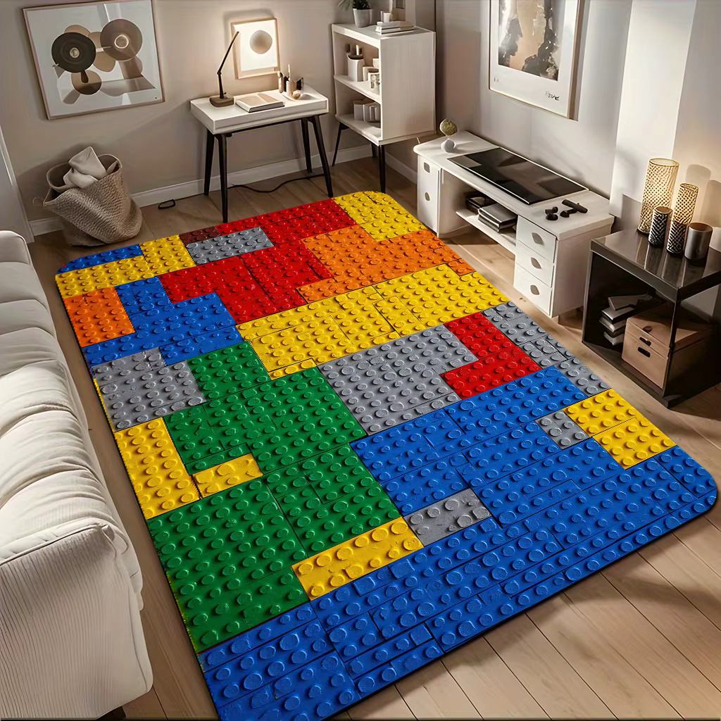 Blocs de construction colorés, tapis, Design de Puzzle créatif, décoration de la maison pour chambre