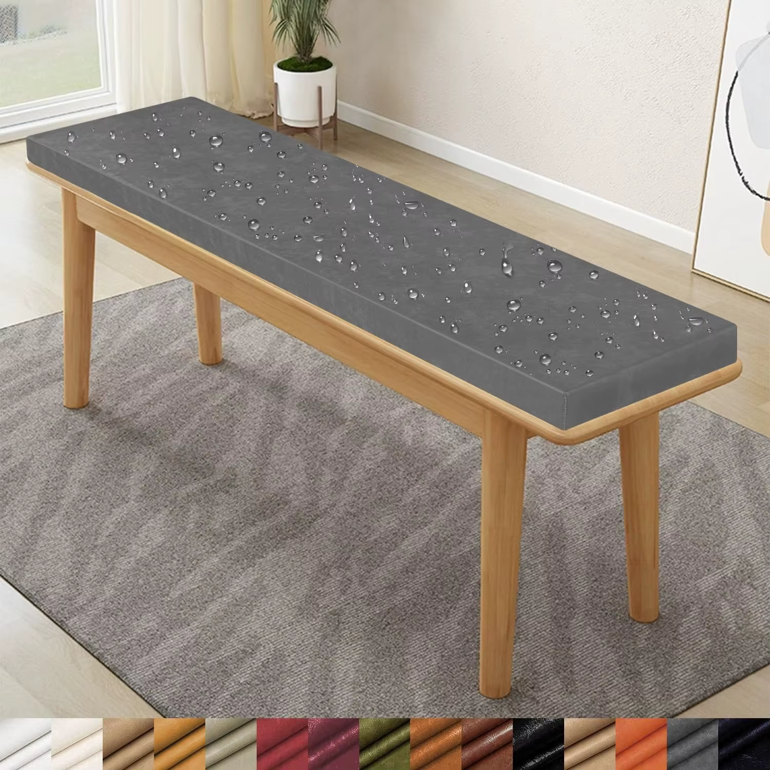 Coussin de banc imperméable personnalisé à double passepoil en cuir ciré, coussin long pour matelas,