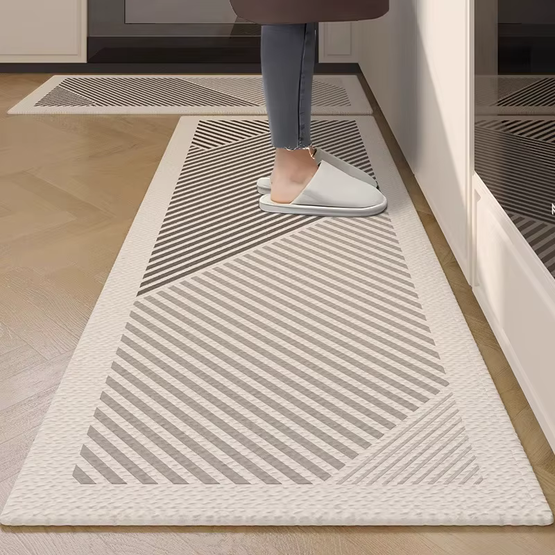 Tapis de cuisine antidérapant, imperméable, résistant à la saleté, lignes minimalistes françaises, l