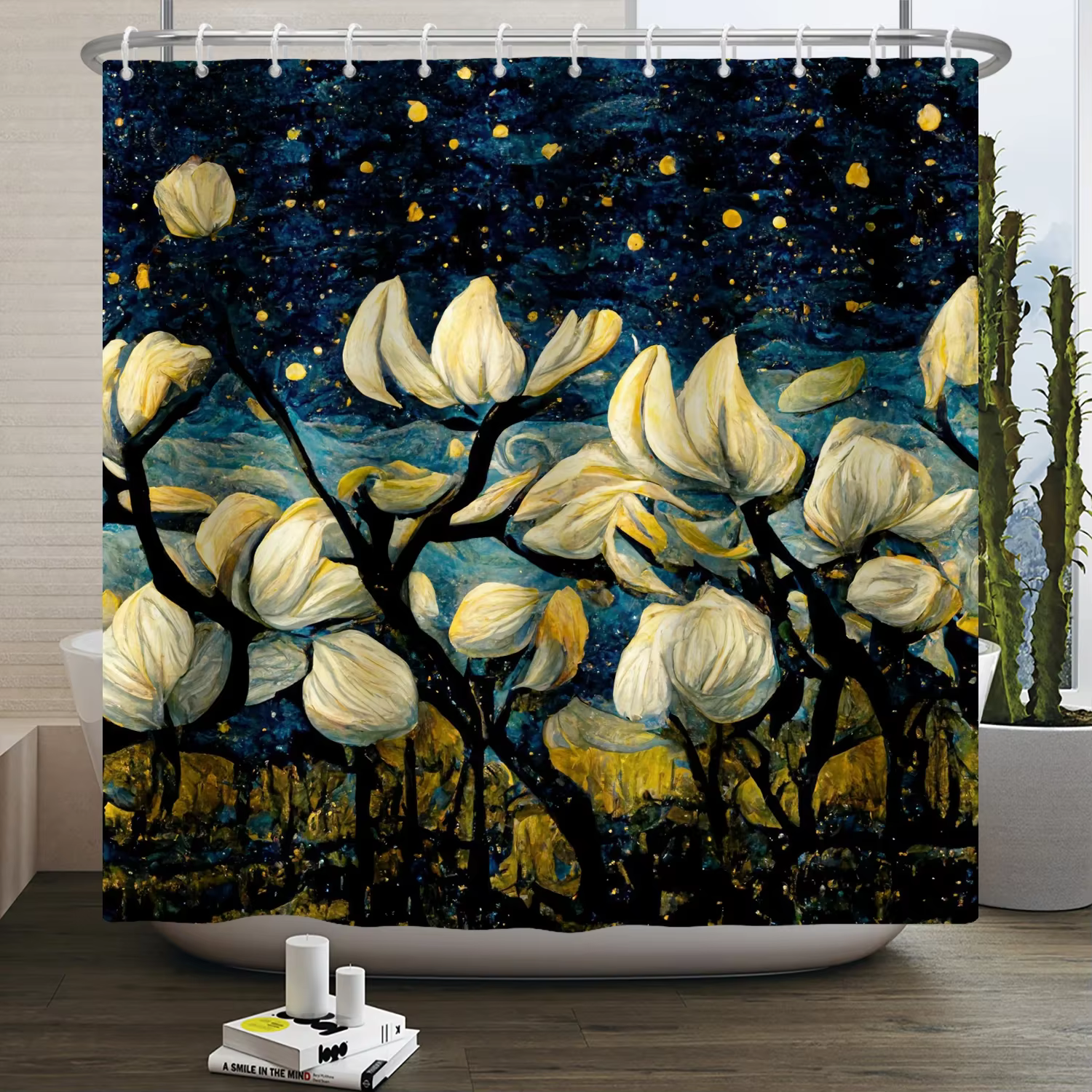 Van Gogh Art abstrait peinture à l'huile rideau de douche nuit étoilée paysage salle de bain rideau 