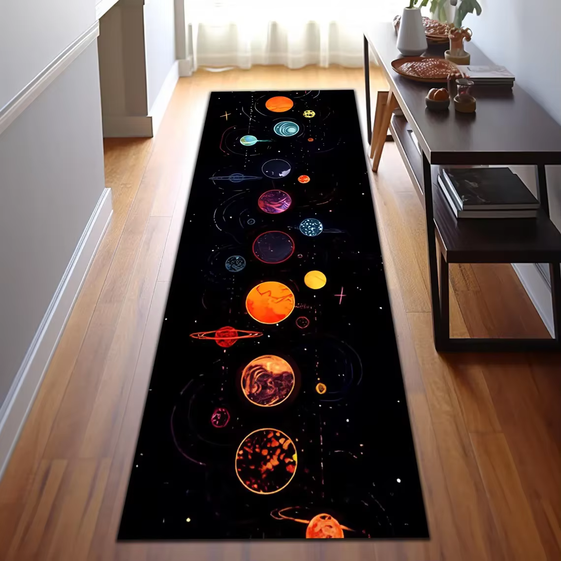Tapis du système solaire, tapis de course, tapis de couloir ou d'entrée, tapis de sol sur le thème d