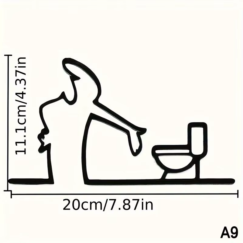 Ornement mural minimaliste en métal pour salle de bain, symbole WC, figurine de douche, décoration a