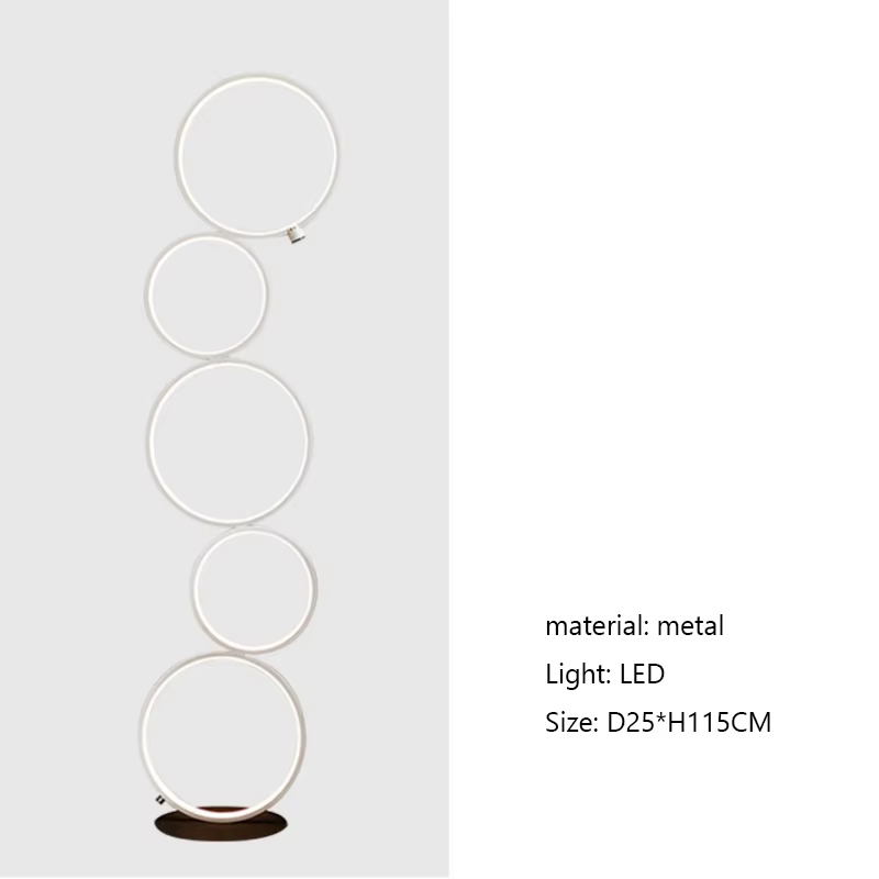 Lampadaire blanc noir personnalité créative cercle lumières sur pied pour salon canapé chambre décor