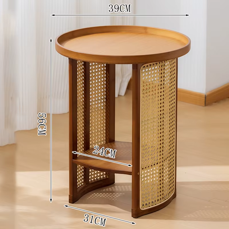 Table basse circulaire en rotin, Tables à thé modernes, étagère de rangement pour salon, Table de ch