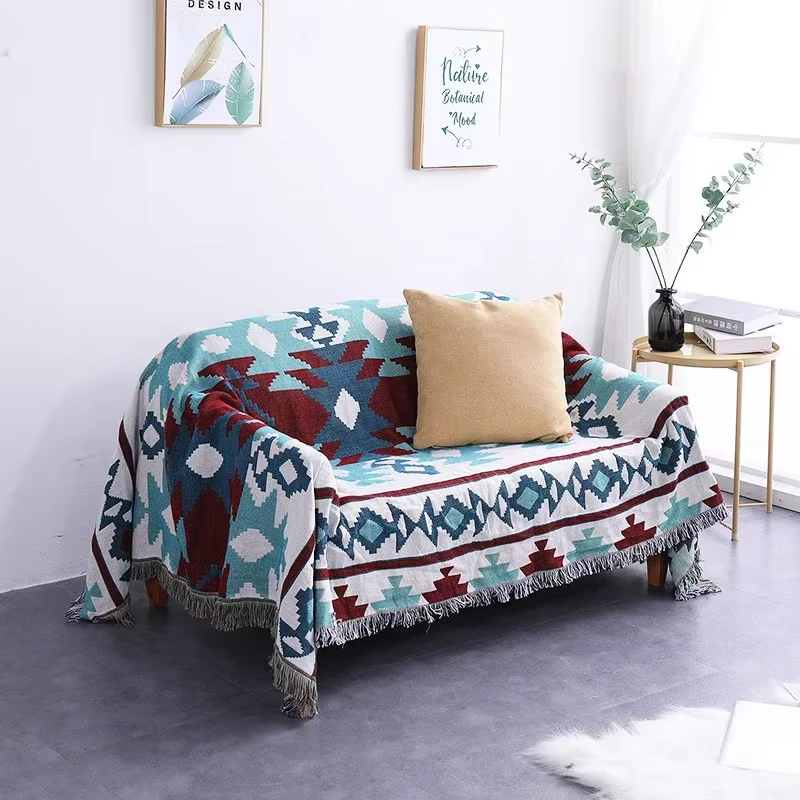 Couverture de canapé moderne et Simple, Jacquard nordique fleur et oiseau, couverture de Camping, co