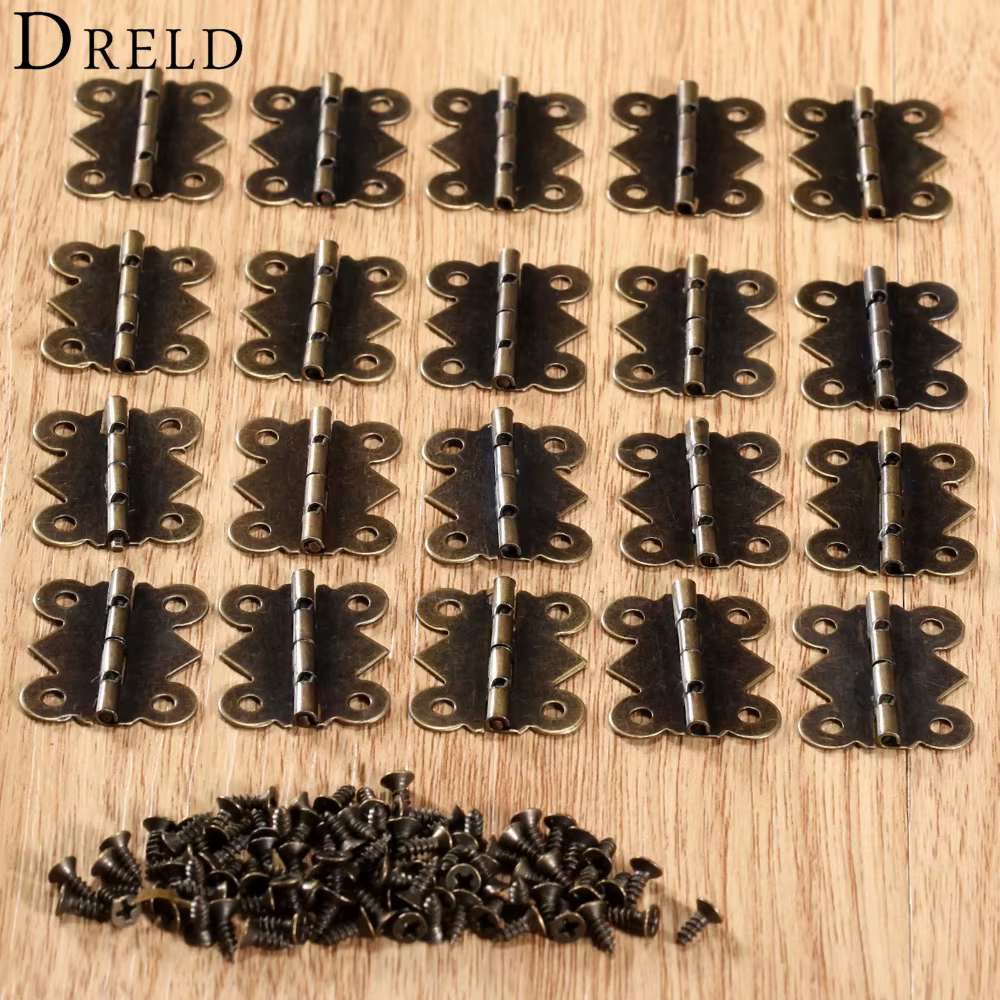 Charnière d'armoire de cuisine en Bronze Antique, 20 pièces, 25x20mm, accessoires de meubles, bijoux
