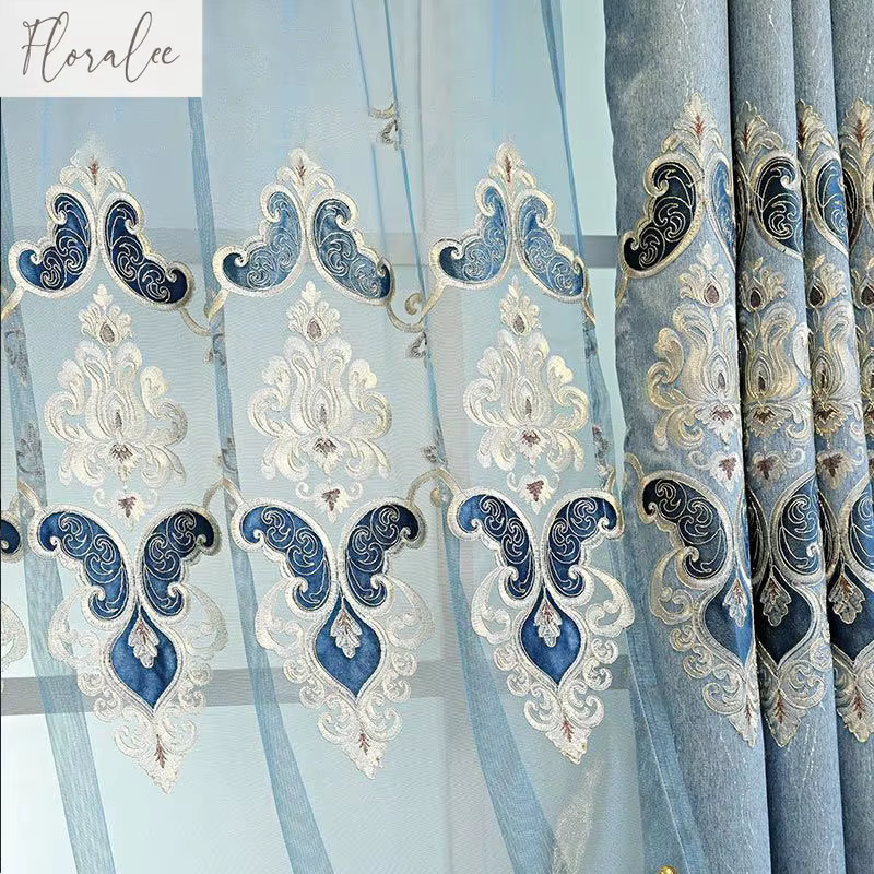 Rideaux de luxe brodés en Chenel européen, pour salon, chambre à coucher, tête, Double rideau, décor