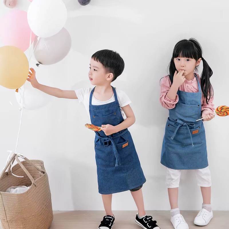 Tablier personnalisé pour enfants avec Logo, pour garçons et filles, matériau en pur coton, usage de