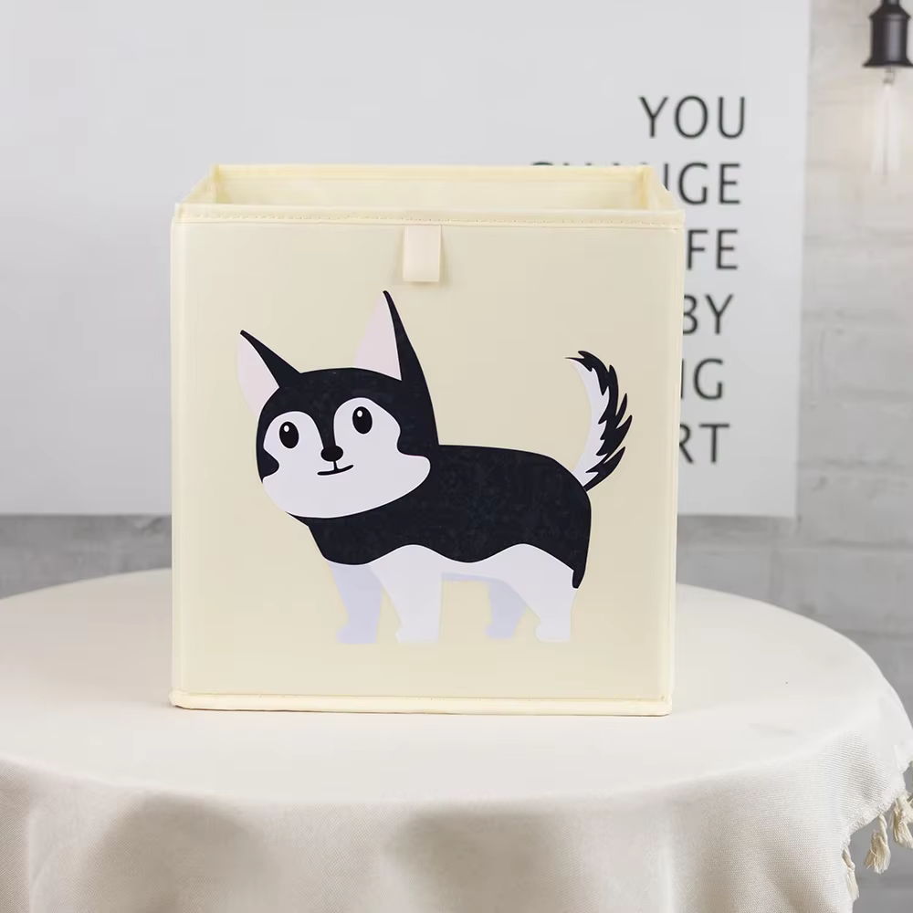 Organisateur de rangement en forme de cube pour jouets d'enfants, bac de rangement pliable avec moti