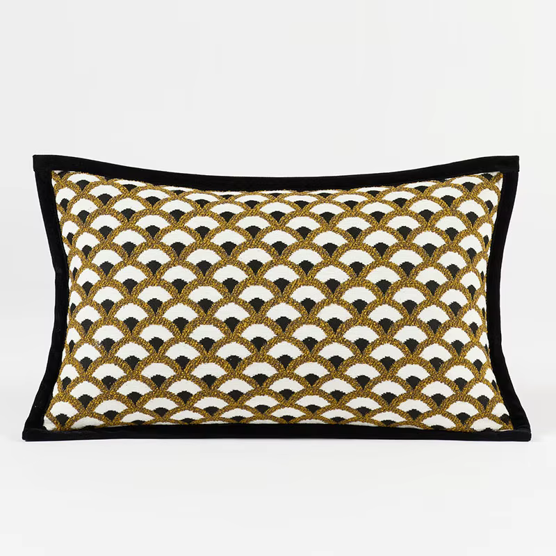 Housse de coussin Jacquard rétro français haut de gamme, taie d'oreiller enveloppée à bord luxueux, 