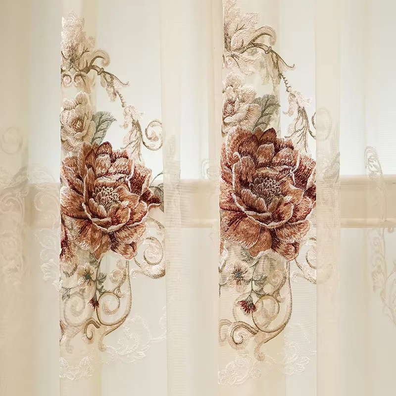 Rideaux de luxe européens pour salon chambre à coucher, en relief, haut de gamme, fleur texturée, ca