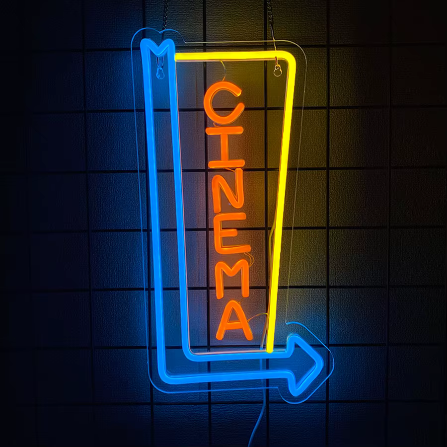 Enseigne au néon de cinéma, lumières au néon pour pop-corn, alimentée par USB, pour décoration mural