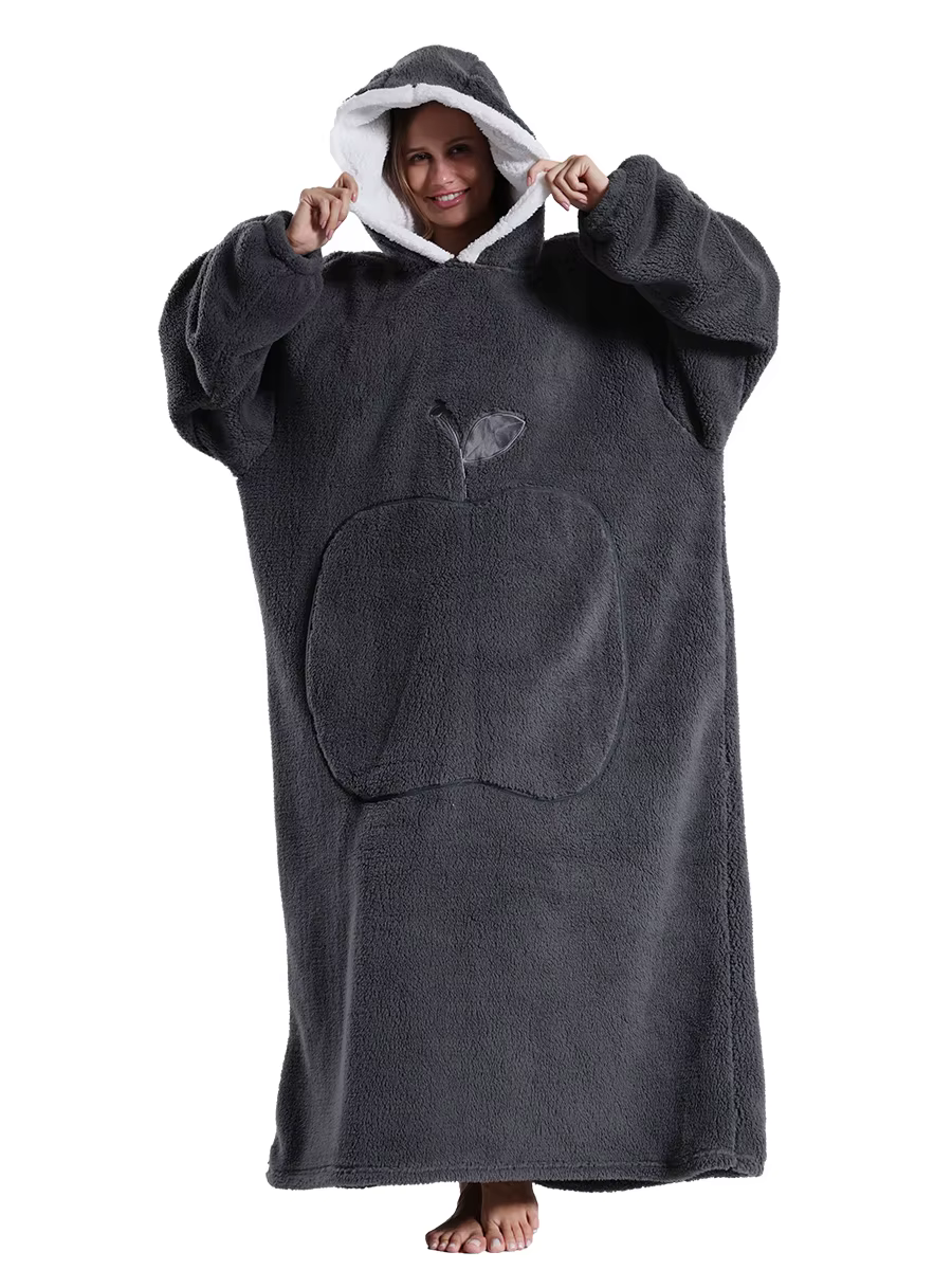 Couverture TV en peluche super longue avec manches pour adultes, couverture portable vintage, sweat 