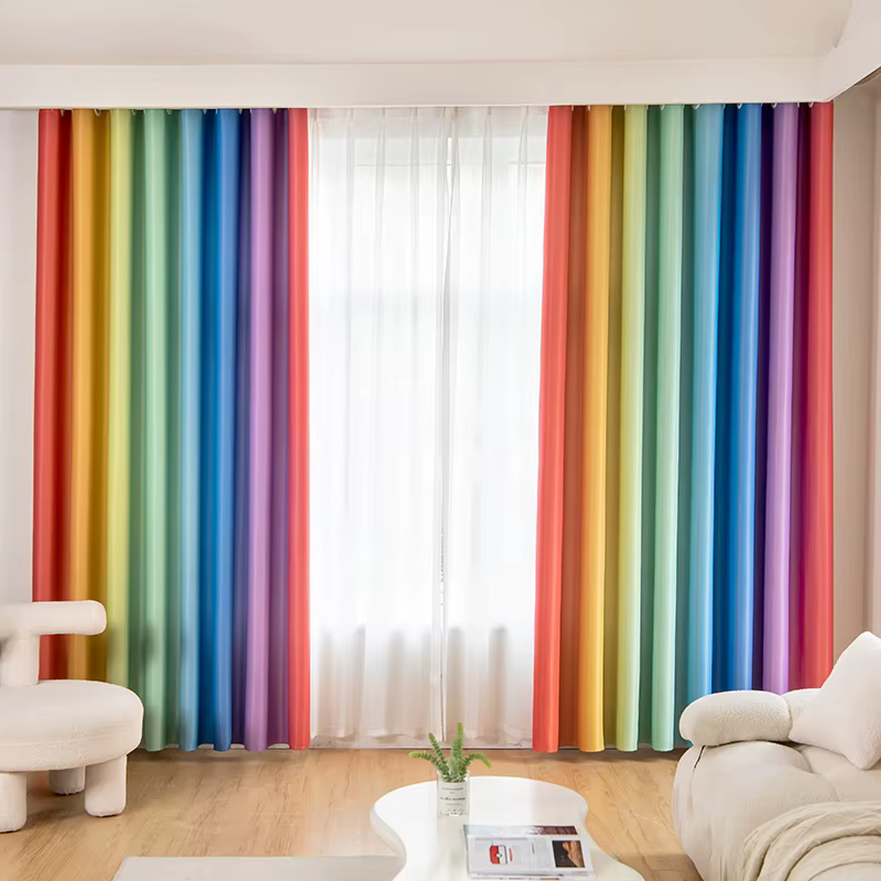 Rideaux transparents arc-en-ciel colorés, 1 pièce, pour chambre à coucher, salle de classe et décora