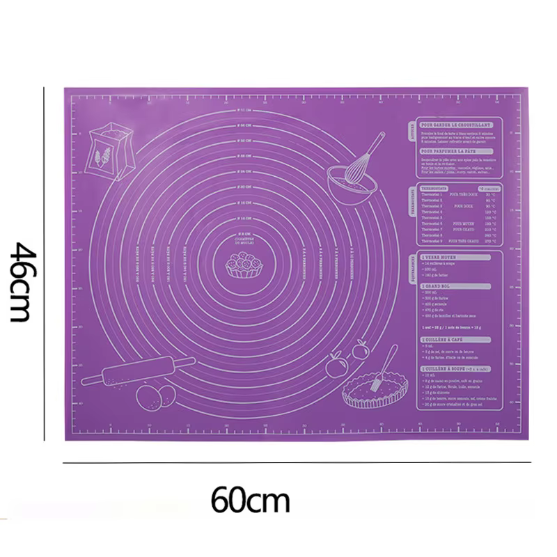 Tapis de pâtisserie en Silicone 60x46cm, tapis de cuisson antiadhésif Extra épais avec mesure, tapis