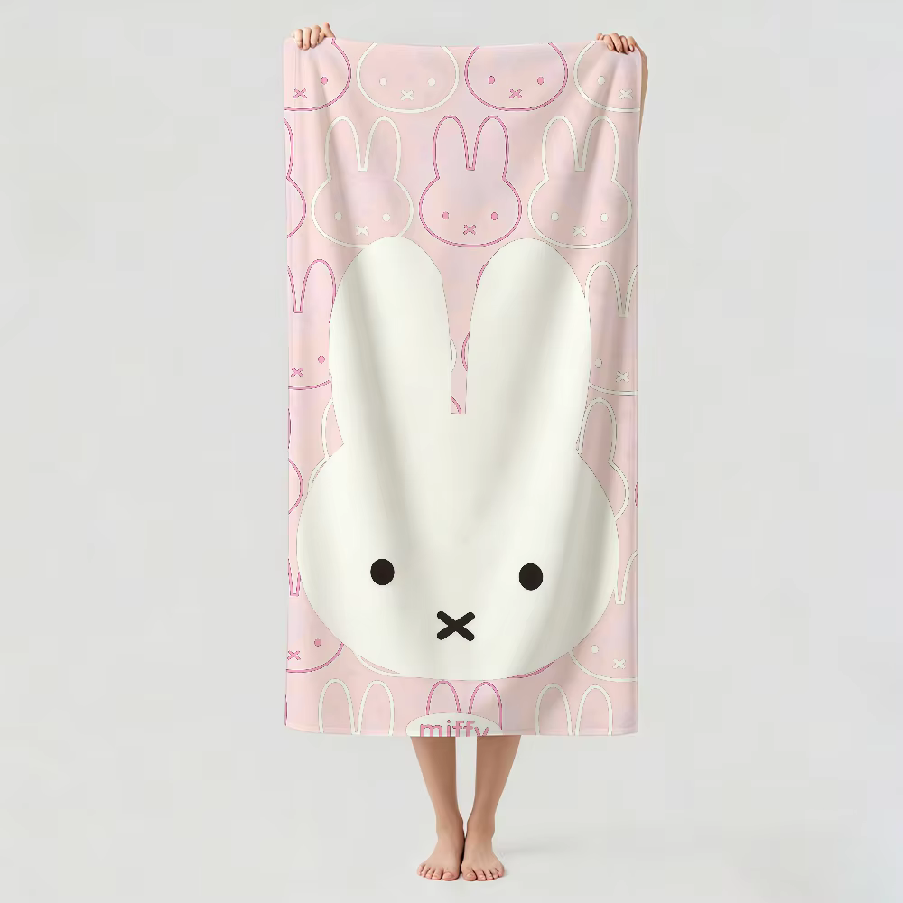 Serviette de bain à séchage rapide M-Miffy, motif dessin animé mignon, idéale pour la natation légèr