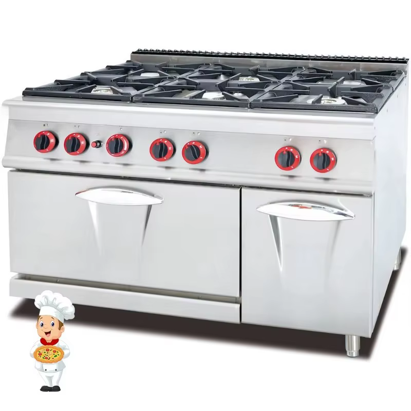 Cuisinière à gaz professionnelle de haute qualité à 6 brûleurs, série 900, avec four, pour cuisine d