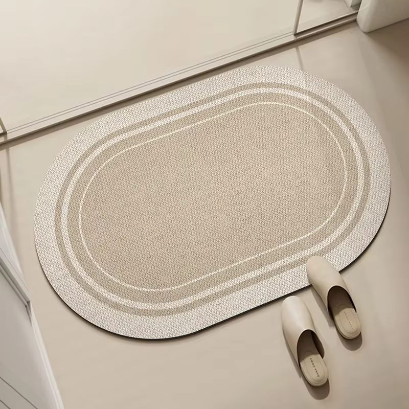 Tapis de salle de bain absorbant en boue de diatomée, tapis antidérapant pour douche, beige, décorat