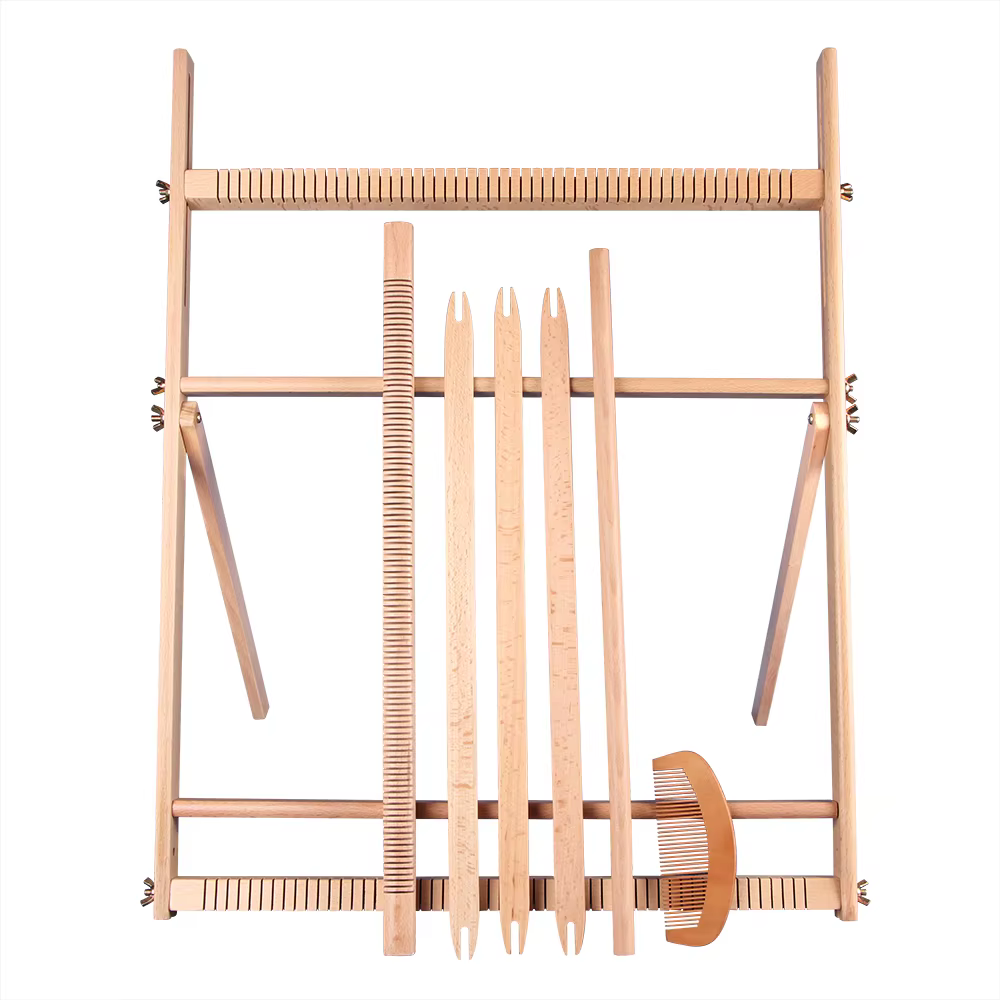 Grand kit de métier à tisser en bois de hêtre massif - Métier à tisser mural pliable et réglable pou
