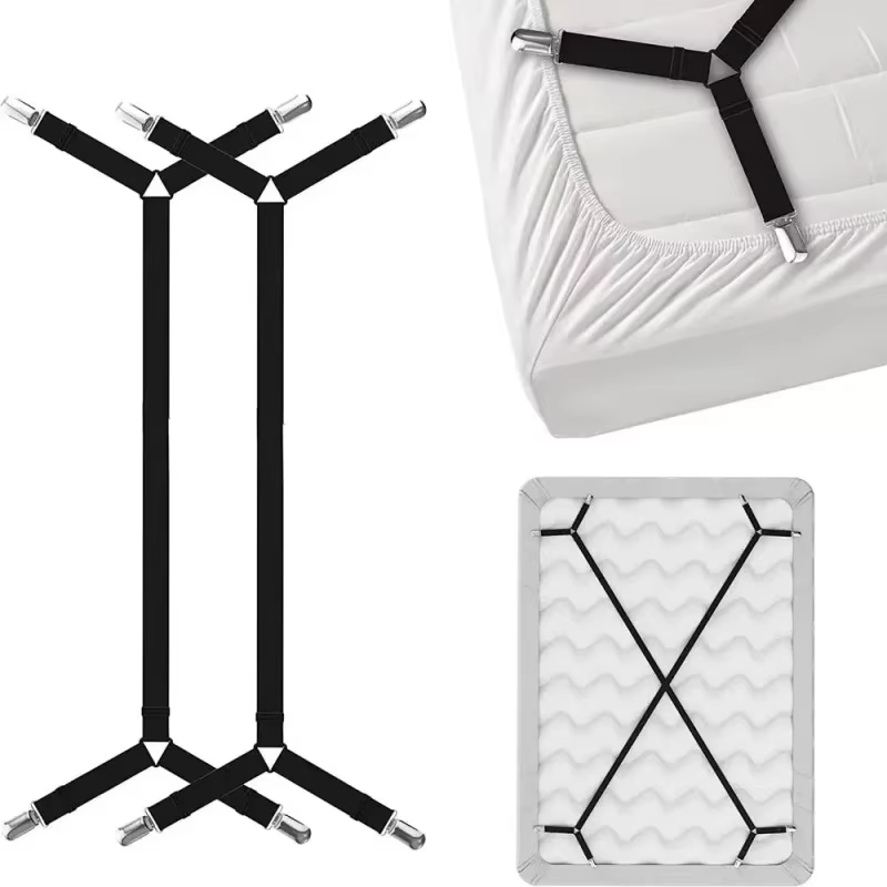 Support fixe universel pour drap de lit, Kits de sangles de fixation croisées réglables à haute élas