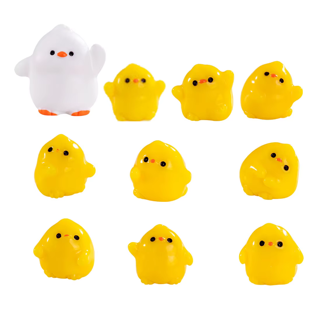 Animaux de dessin animé miniatures pour enfants, poussin, poule, coq, œuf de maison, clôture de chal