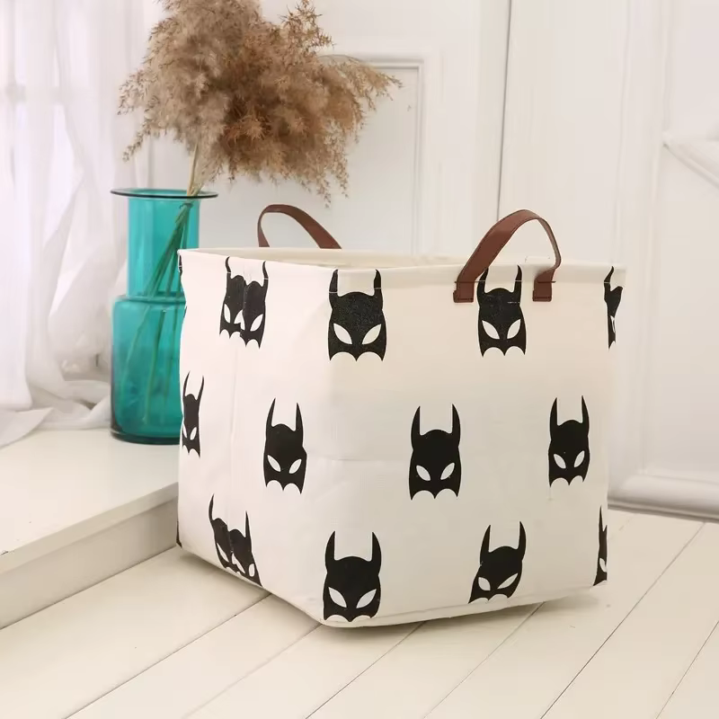 Panier à linge en coton et lin, panier pliable pour vêtements sales, rangement pour jouets d'enfants