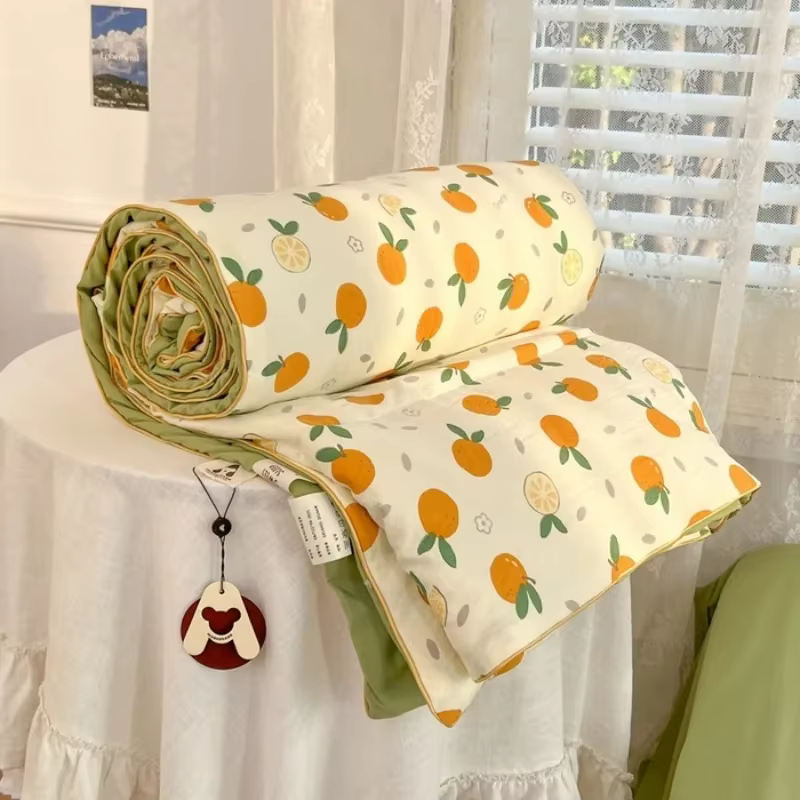 Couette légère en coton lavé, résistante aux plis, toutes saisons, pour lit simple ou double, idéale