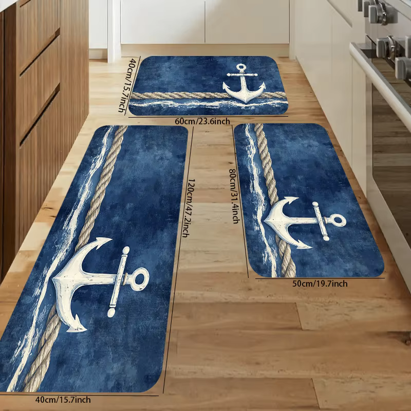 VIKAMA Cool bleu tapis symbole nautique paillasson tapis de bienvenue tapis de cuisine tapis de sall