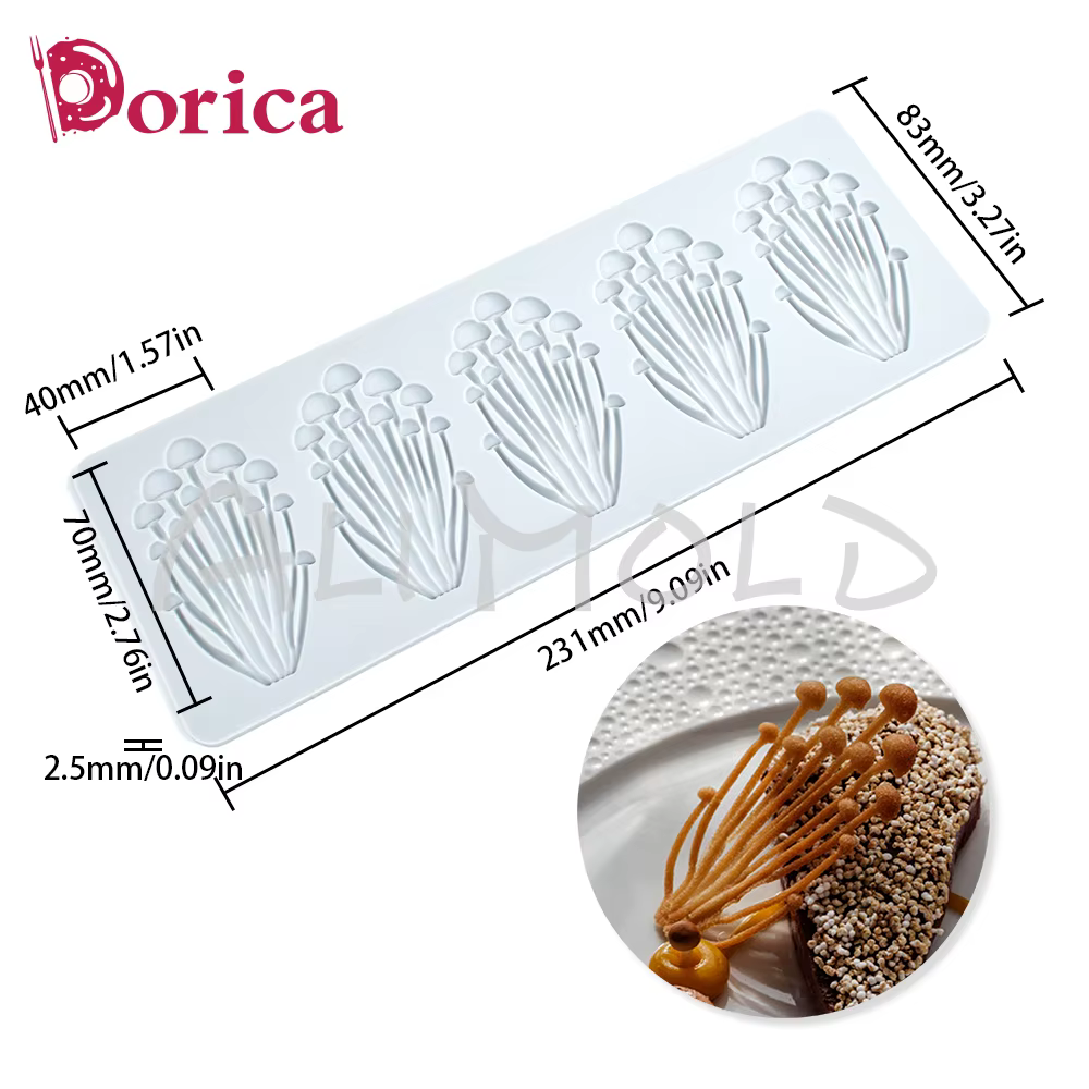 Tapis en dentelle de Silicone champignon Radis Enoki, moule à copeaux de chocolat Sugarcraft, bricol