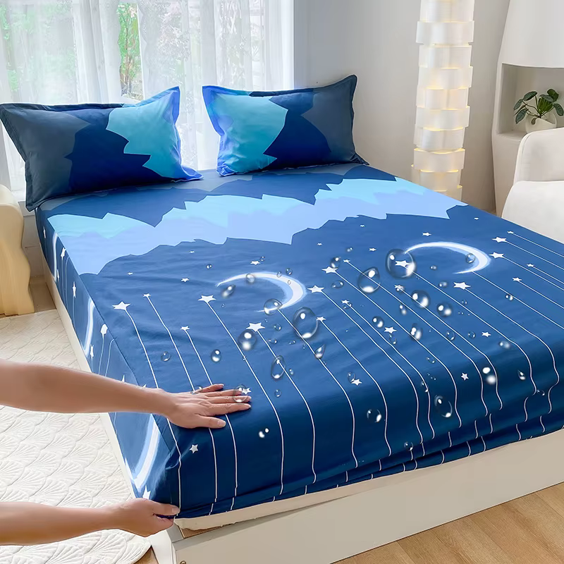 1 drap-housse imperméable style dessin animé pour lit simple enfant, drap-housse Queen/King (sans ta