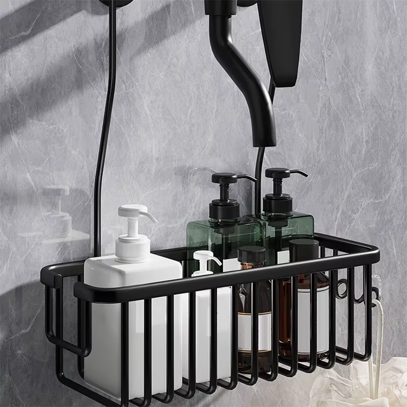 Étagère de salle de bain en aluminium, organisateur de rangement de douche réglable avec porte-shamp