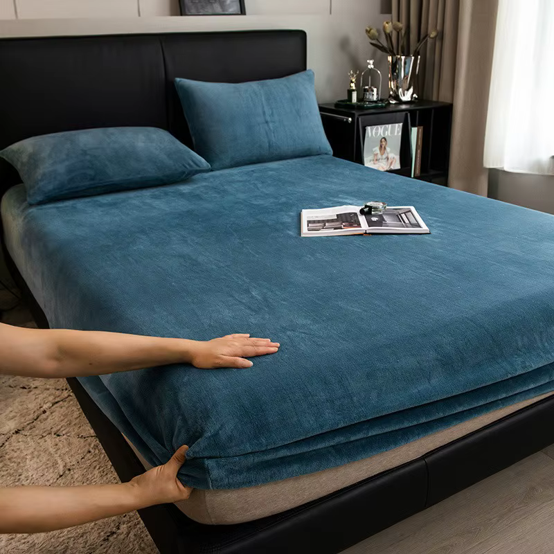 Drap-housse en velours de lait d'hiver, 1 pièce, housse de protection pour matelas en peluche de cou