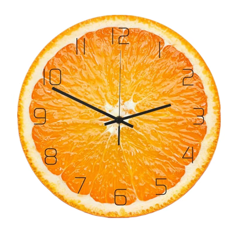Horloge murale de fruits tropicaux, citron orange, montre de cuisine moderne, décoration d'intérieur