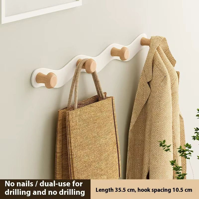 Crochet en bois pour salle de bain, serviette de toilette, patère pour manteau, suspension de porte 