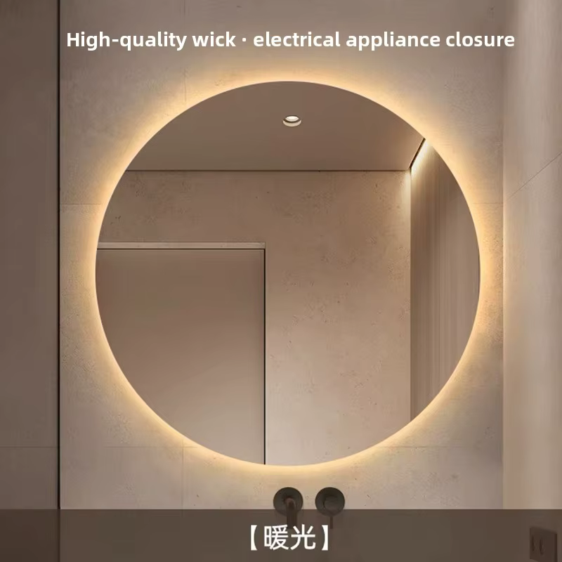 Miroir rond mural intelligent pour salle de bain, écran tactile LED, haute définition, anti-buée, mi