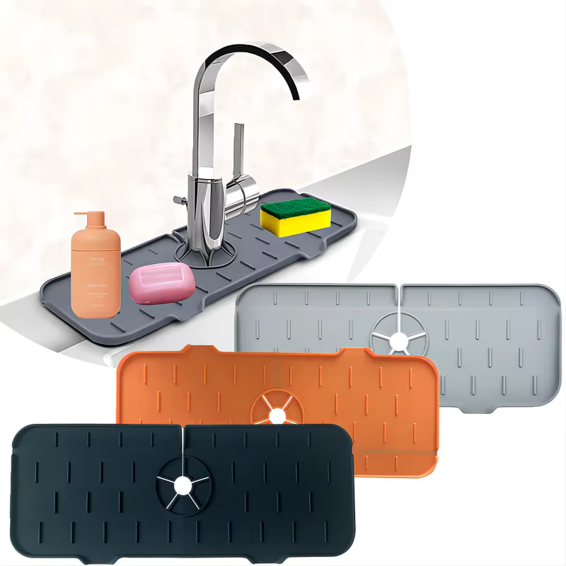 Accessoires de cuisine : Tapis absorbant en silicone pour robinet, égouttoir anti-éclaboussures pour