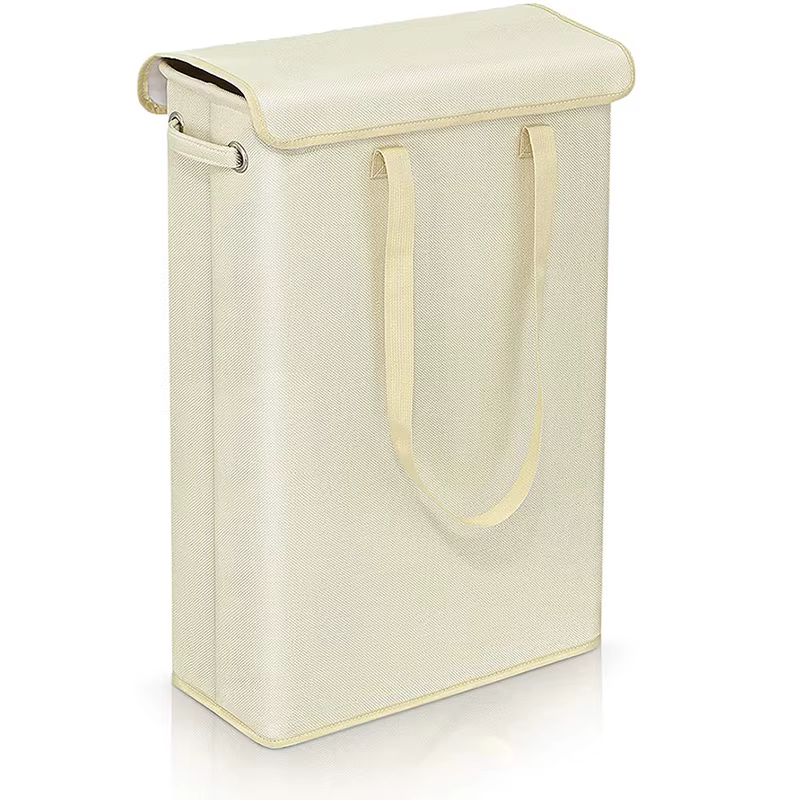 Panier à linge fin 45L avec couvercle, main étroite, main fine, panier à linge sale, chambre à couch