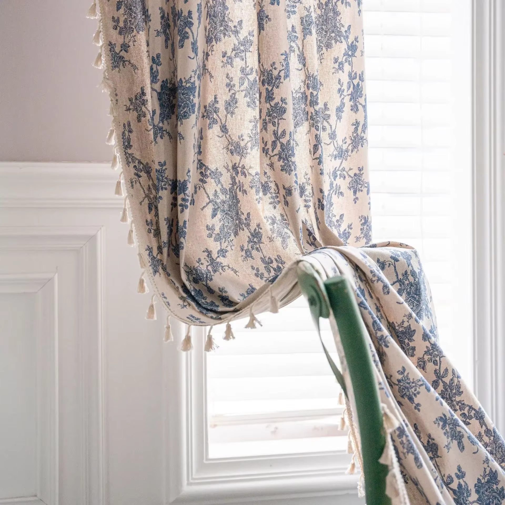 Rideau de ferme vintage américain bohème imitation lin crochet creux pur cousu à la main rideau à fr