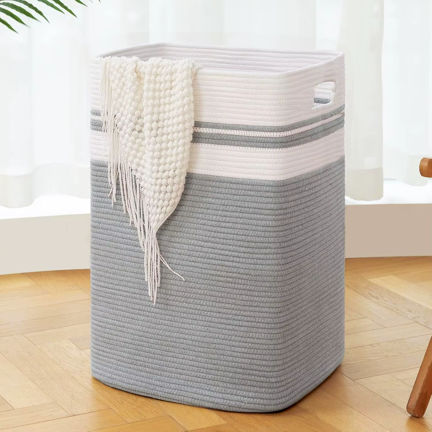 Panier à linge, panier à couvertures pour l'esthétique de la chambre, panier à linge et rangement po