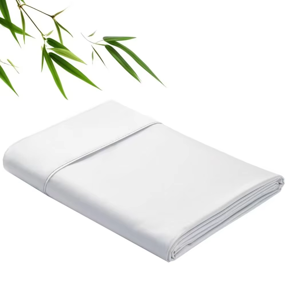 Drap de lit en Fiber de bambou 100%, drap plat Double Queen King Size, couleur unie, antibactérien, 