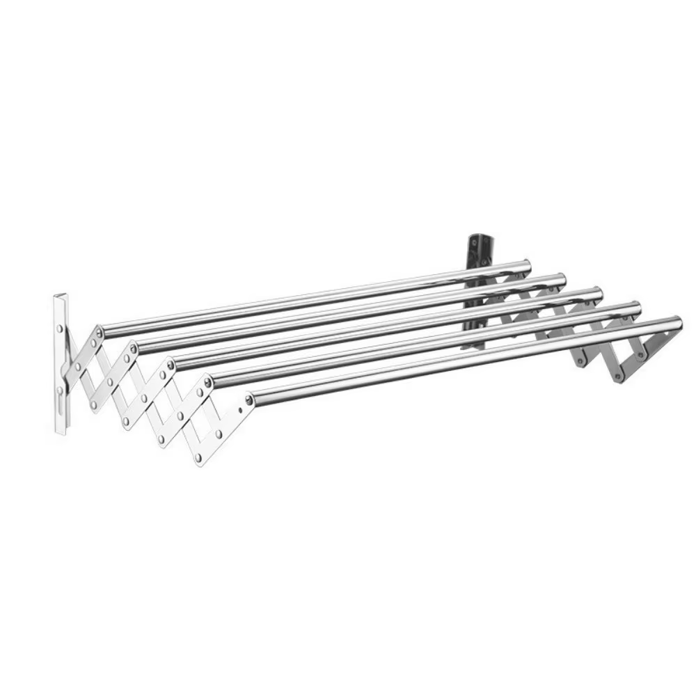 Séchoir à linge mural pliable en acier inoxydable grande capacité, anti-rouille, rétractable avec cr