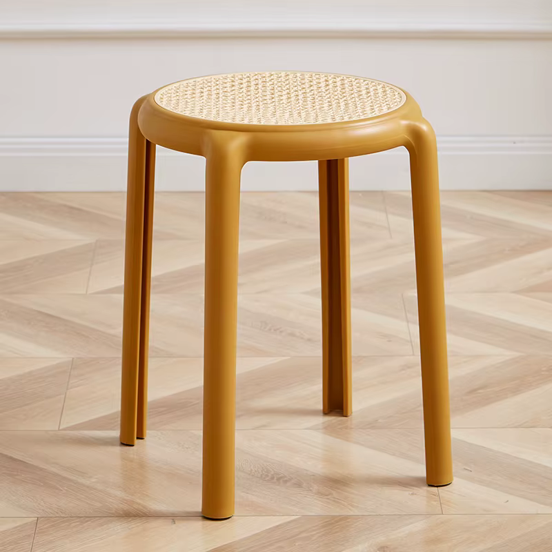 Tabouret nordique en rotin d'imitation, tabouret rond de salon créatif en plastique, chaises de sall