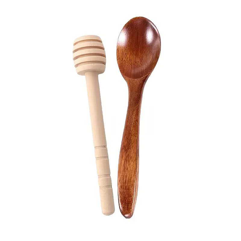 Cuillère à miel en bois, ensemble de bâtons de miel, cuillère à Dessert, barre à miel, cuillère à mi