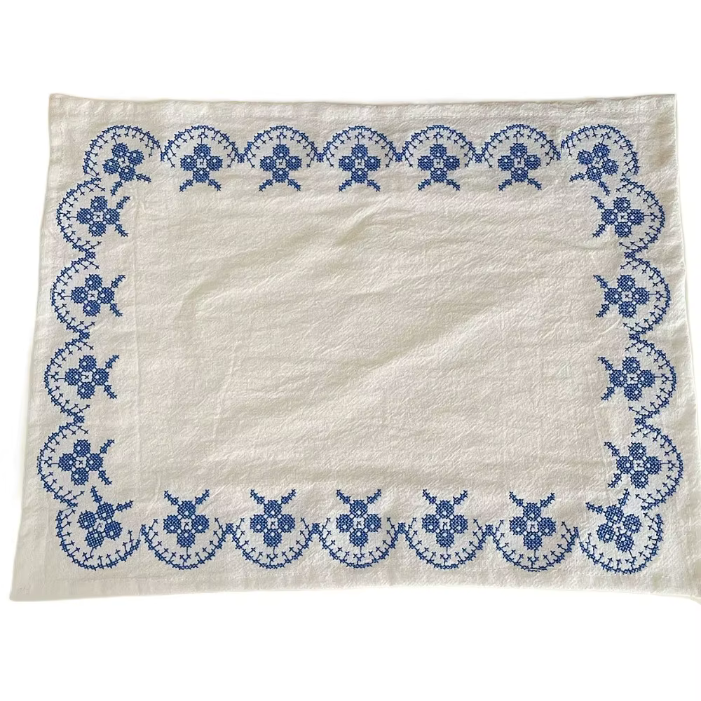 Napperons en pur coton brodés style rétro, 29*37cm, nappes de table exquises, carrées, pratiques, po