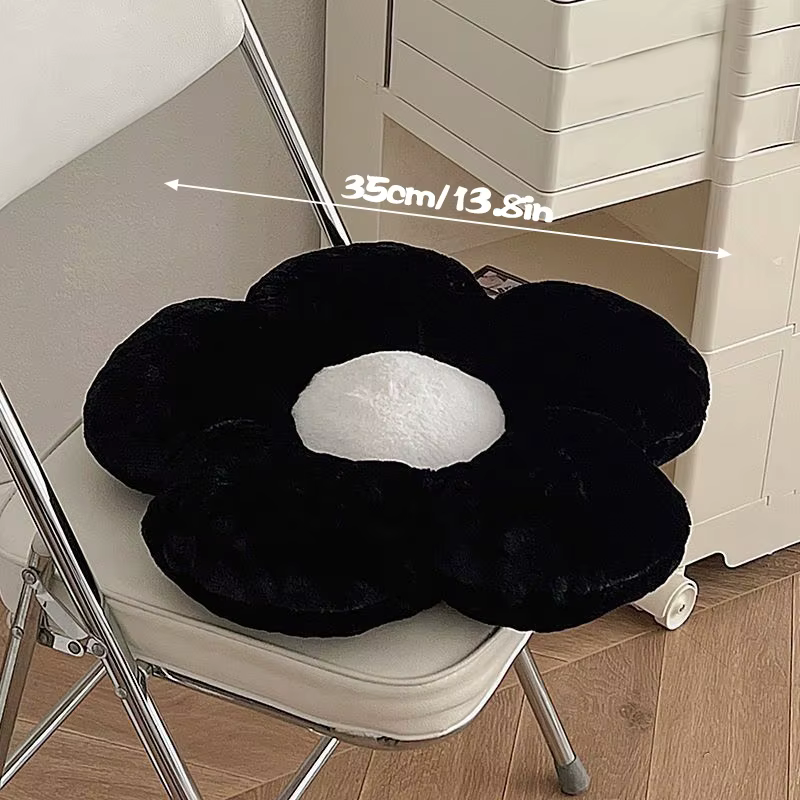 Coussin à fleurs blanc noir, grand coussin décoratif pour canapé, chaise de bureau, décoration de ma