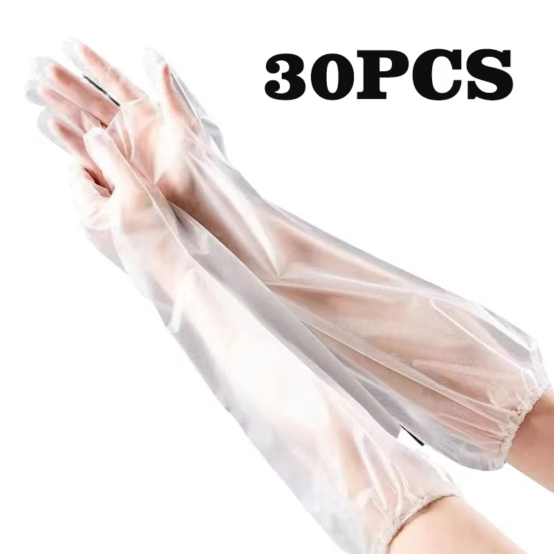 Gants de protection des bras jetables, 30 pièces, pour la cuisine, le nettoyage ménager, imperméable
