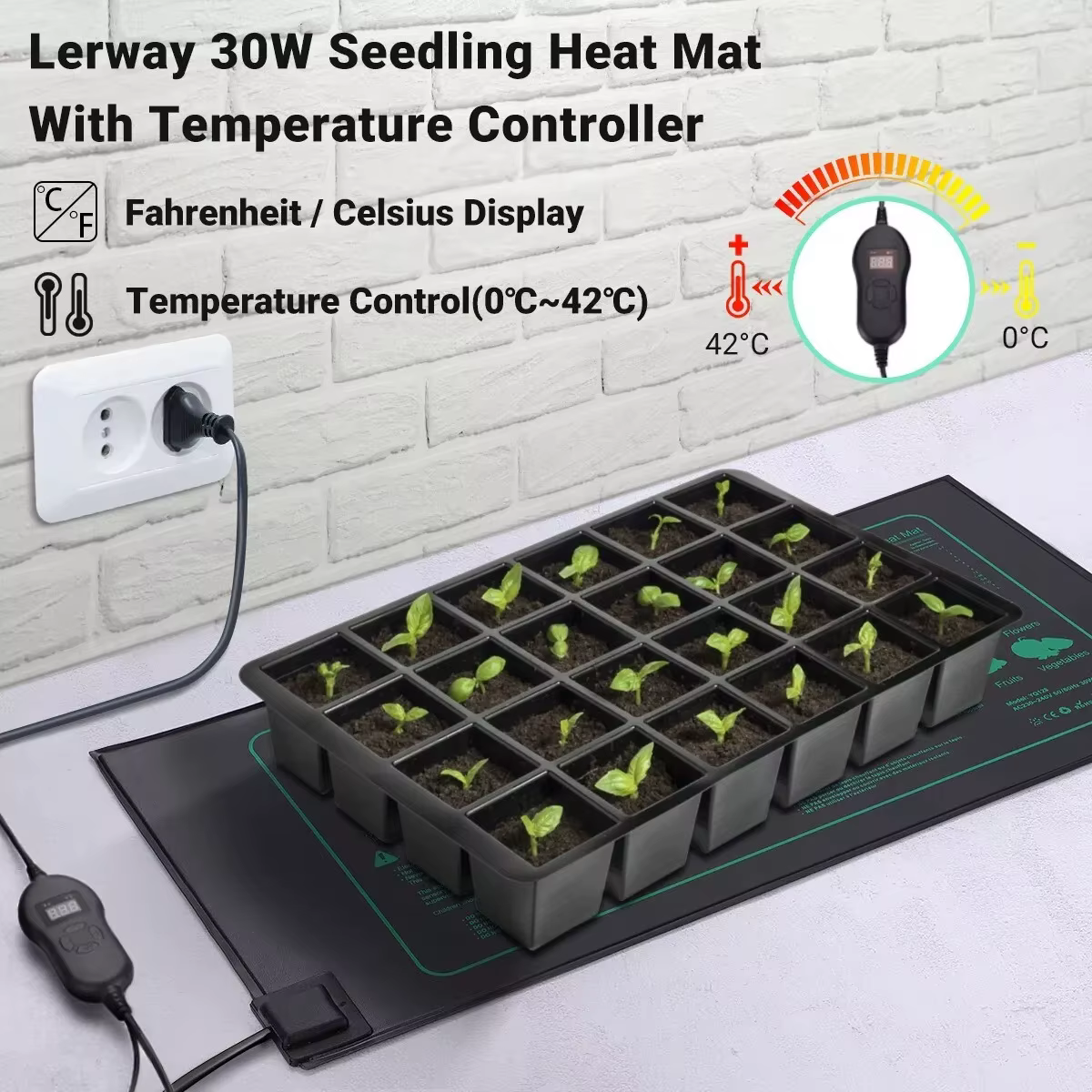 Lerway Tapis chauffant pour la croissance des plantes Tapis chauffant imperméable pour reptiles avec