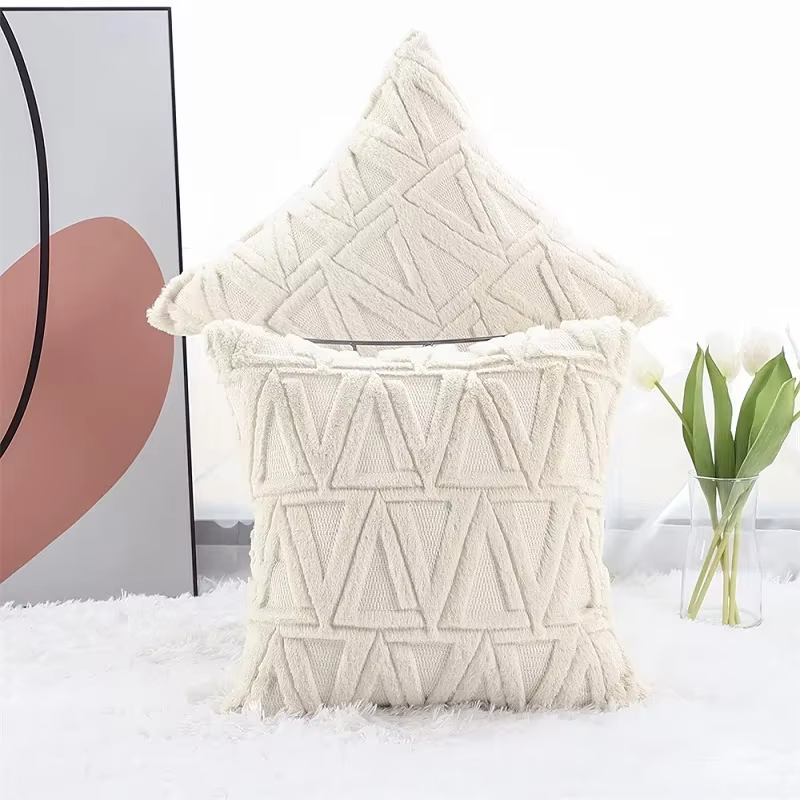 Juste de Coussin Blanche en Peluche Courte, Taies d'Oreiller pour Canapé, Salon, Chaise, Décoration 